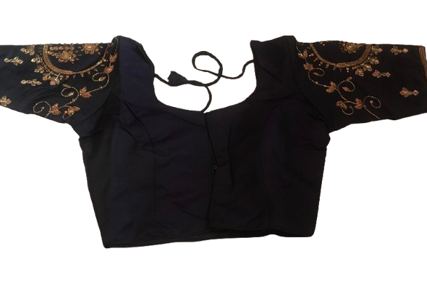 Raw Silk Navy blue Designer Blouse 30